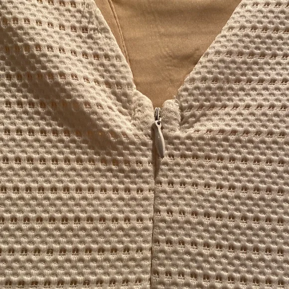 Alya White Wedding Perforated Texture A Line Mini Dress. Few Frayed Seams - Picture 7 of 9